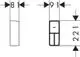 Technisches Diagramm einer schwarzen Box mit zwei unterschiedlichen Breiten von 81 mm und 91 mm sowie einer Höhe von 221 mm, vermutlich von der Marke Hansgrohe.